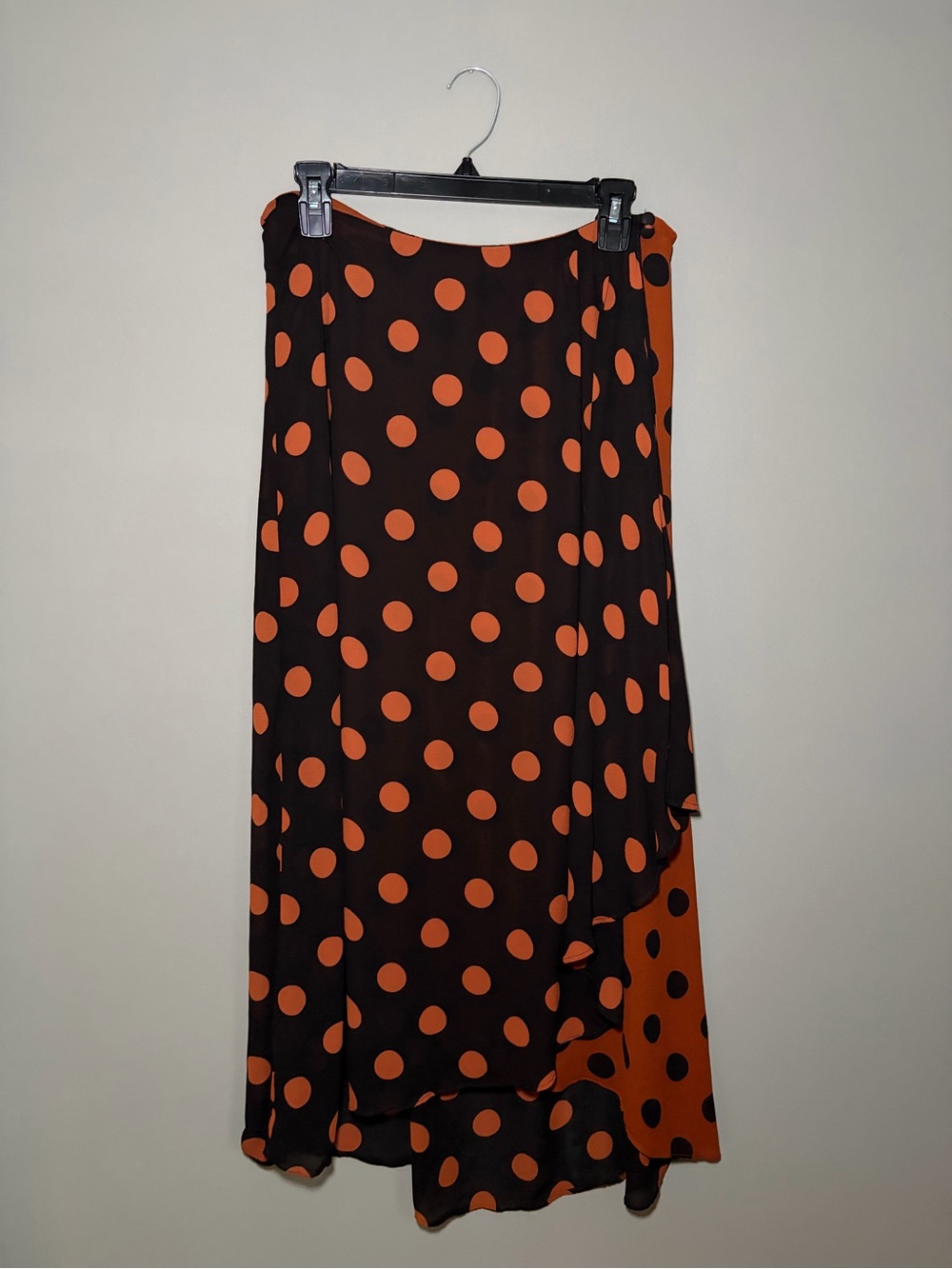 Maeve by Anthropologie Oksana Midi Skirt Orange Black Polka Dot Medium Fall